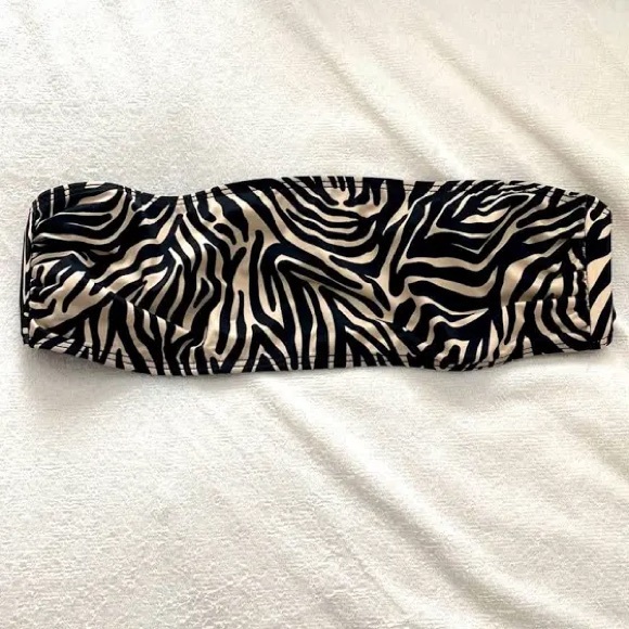 NWT Beach Riot Kelsey Bandeau Bikini Top Zebra | Black & Beige/Tan - Picture 4 of 8